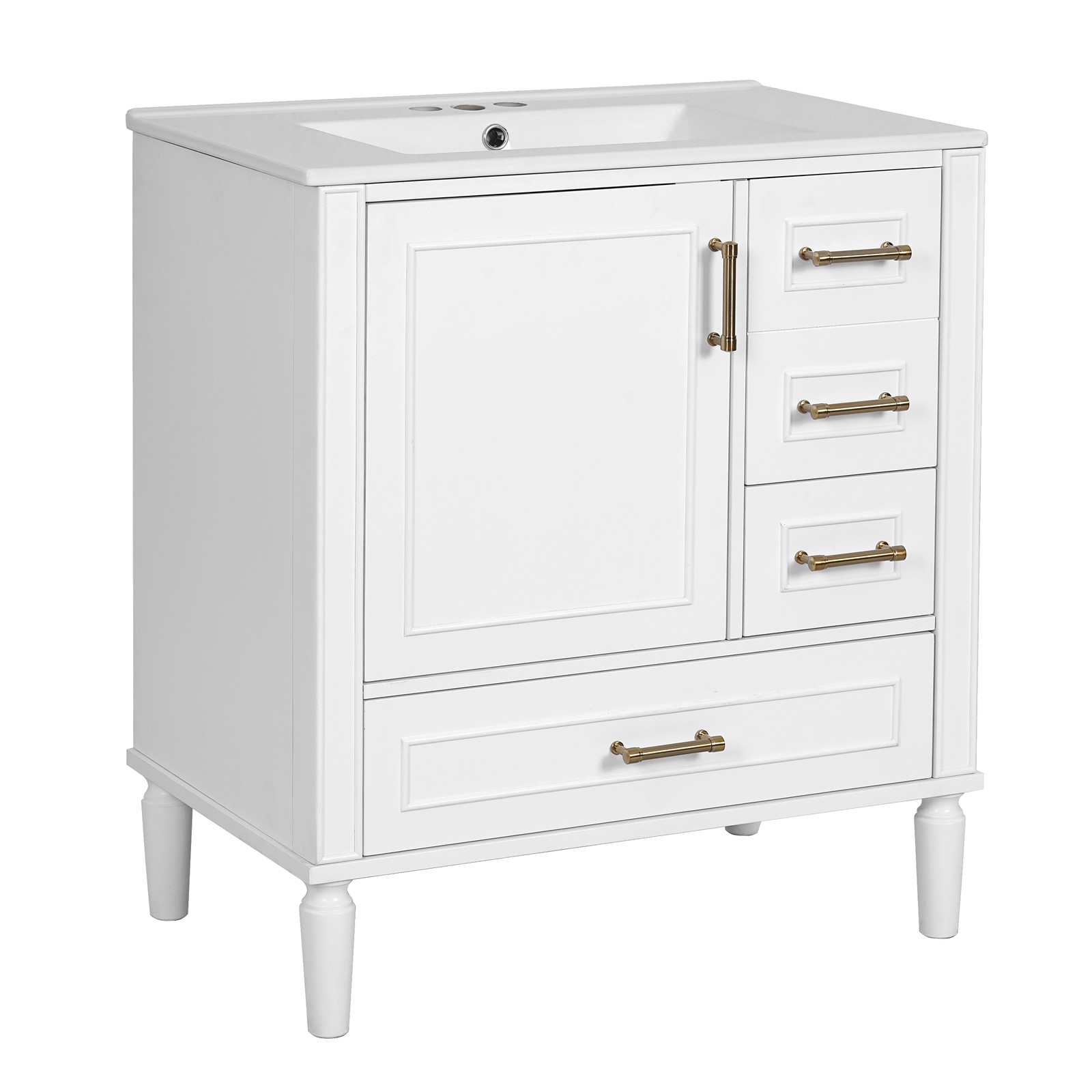 30″ Bathroom Vanity Set Floor Standing Bathroom Storage Cabinet w/Three Drawers