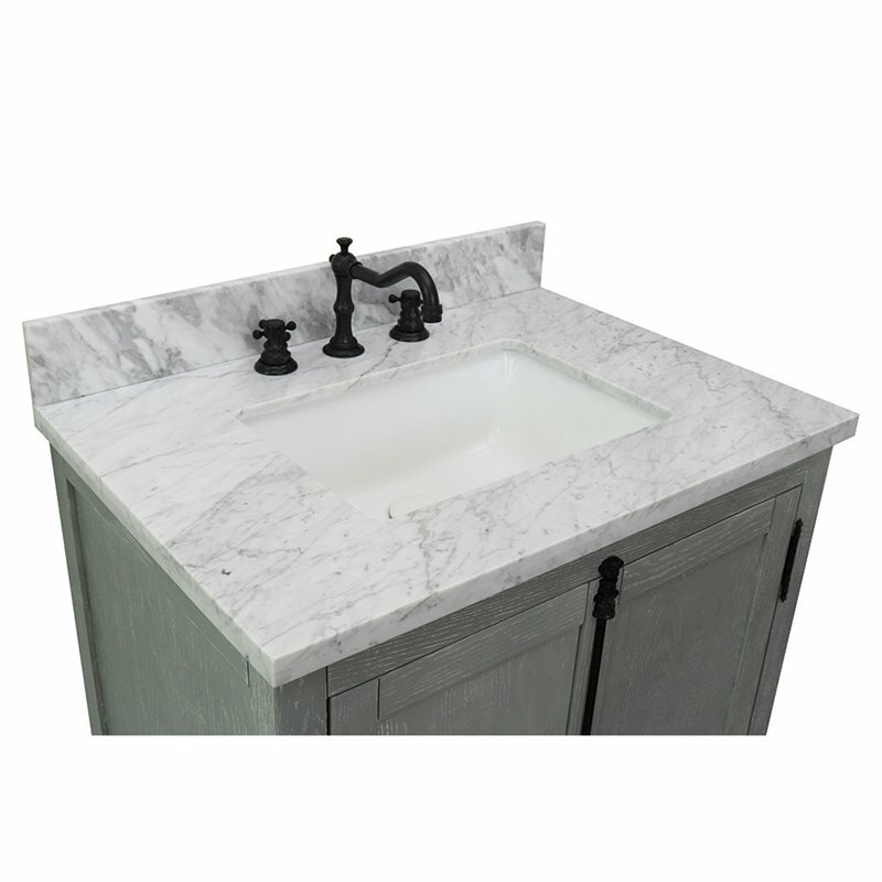 Plantation Rectangle Sink Solid Wood Vanity in Gray Ash/White Carrara