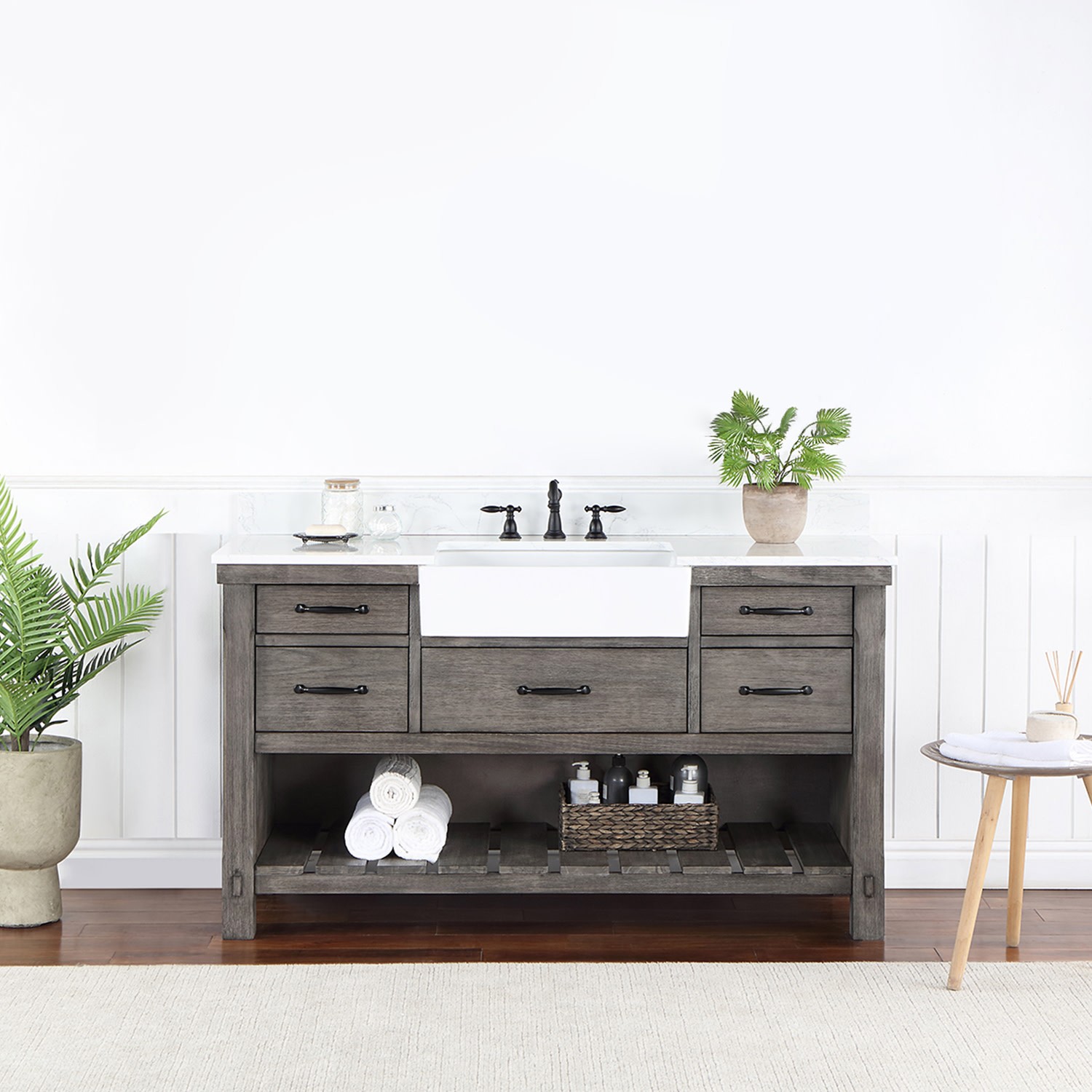 Miseno MV-NM-701660 Villareal 60″ – Weathered Pine / White