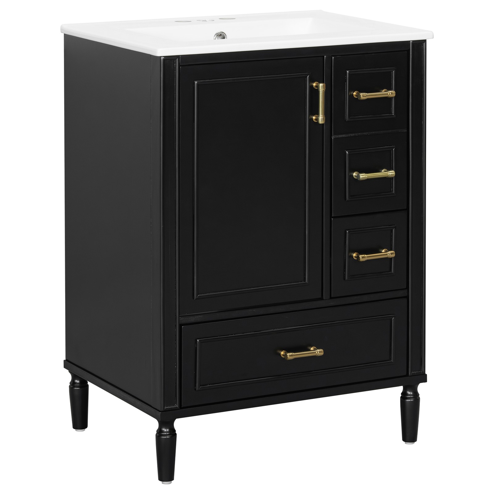 24″ Bathroom Vanity Set Floor Standing Bathroom Storage Cabinet w/Three Drawers