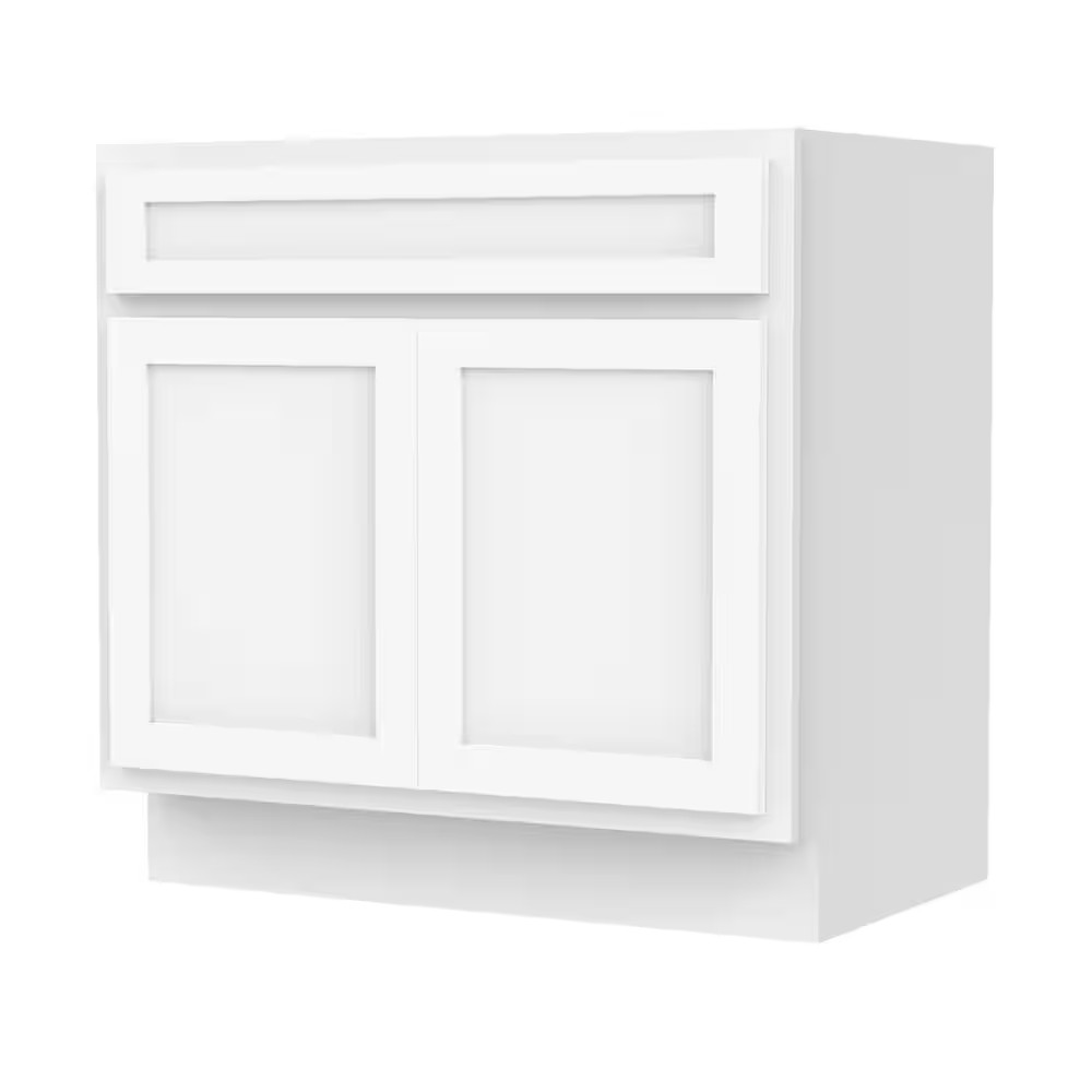 30 In. W X 21 In. D X 32.5 In. H 2-Doors Bath Vanity Cabinet Only in White (Unas