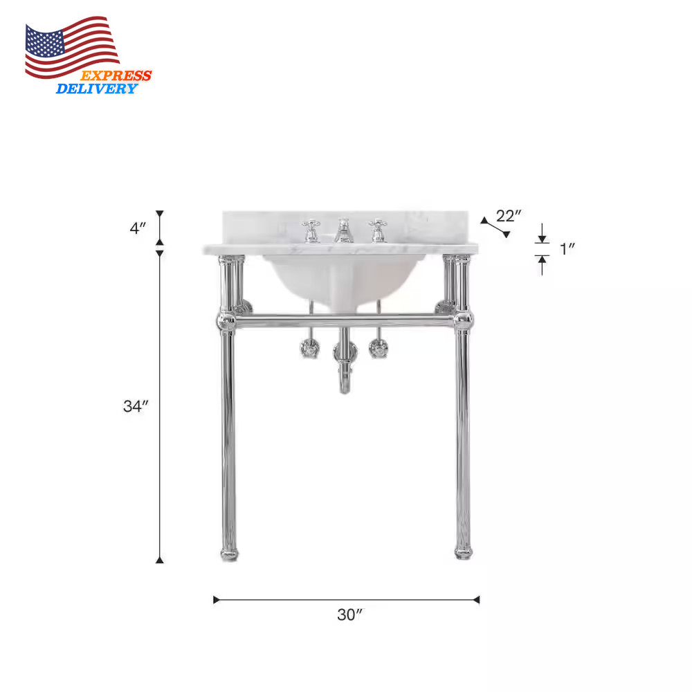 30 In Brass Wash Stand Legs with Chrome Connectors and P-Trap Kit FREE SHIPPING