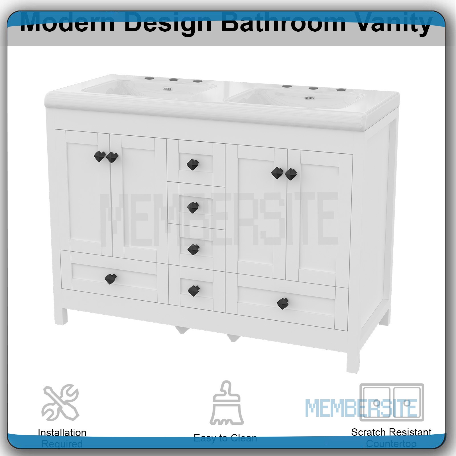 Bathroom Cabinet 47.3″ Vanity Top w/2 Sinks ,6 Drawers Bathroom Vanity Cabinet