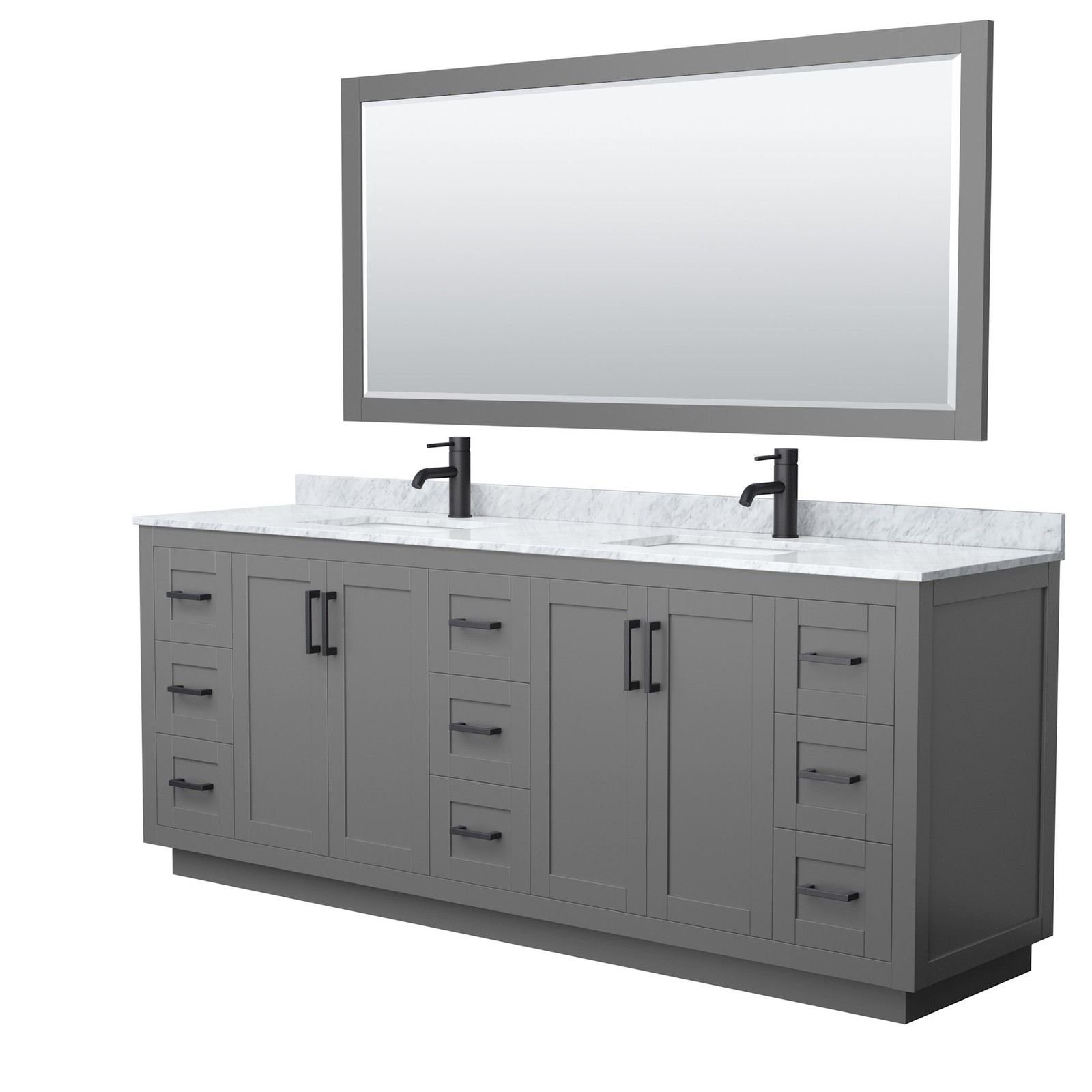 Wyndham Collection WCF2929-84D-NAT-M70 Miranda 84″ – Dark Blue / White Carrara