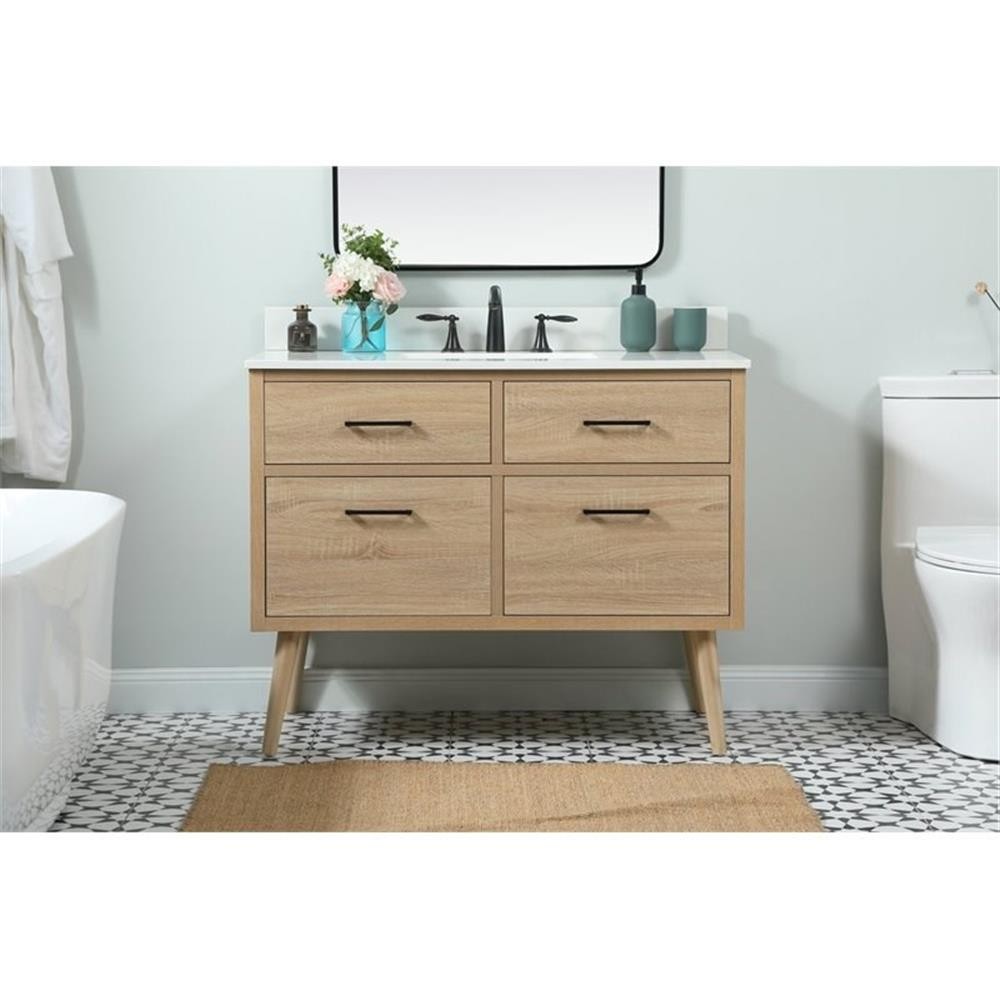 Elegant Decor Boise 42″ MDF Single Bathroom Vanity with Backsplash in Mango Wood