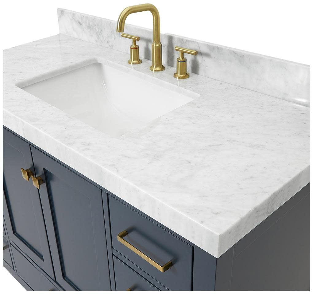 Ariel A048SCW5RVO Cambridge 48″ – White / Italian Carrara Marble Top / Brushed