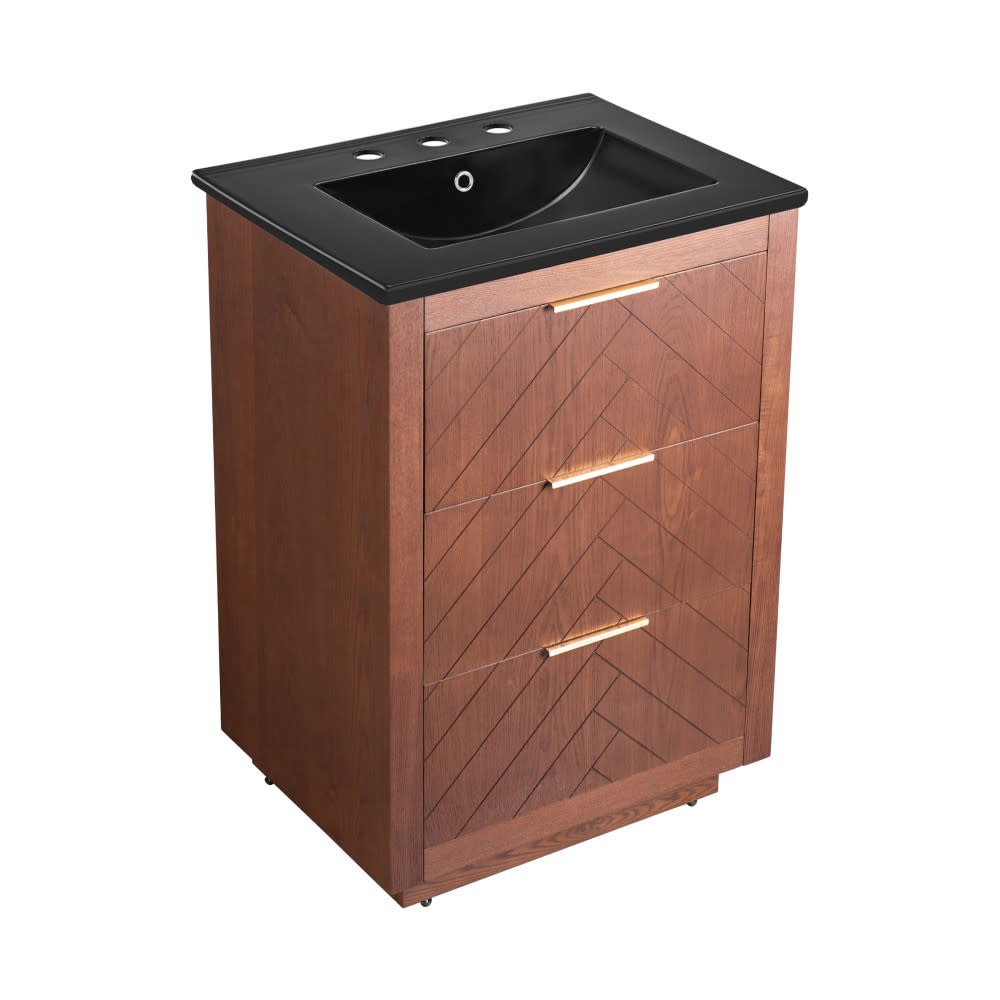 Swiss Madison SM-BV372-3 Daxton 24″ Freestanding Bathroom Vanity – Brown Oak /
