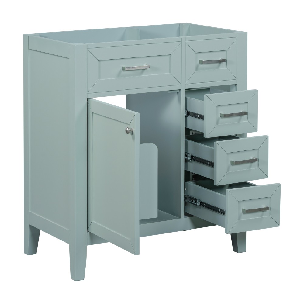 Vanity with Three Sliding Drawers and Shelves For Bathrooms Without Sinks