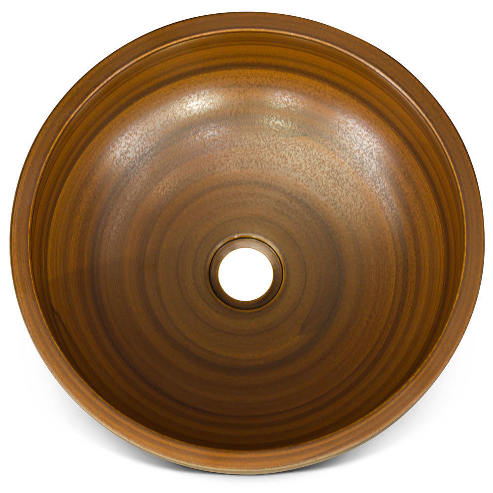 US Seller – 16in Earth Tone Oriental Porcelain Basin