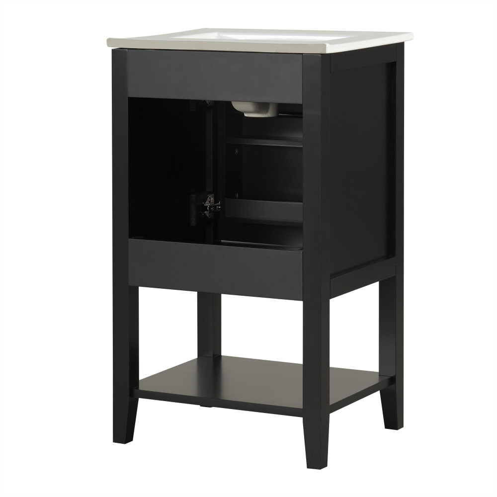 20″ Bathroom Vanity with Sink, Bathroom Cabinet with Storage Rack and Open Shelf
