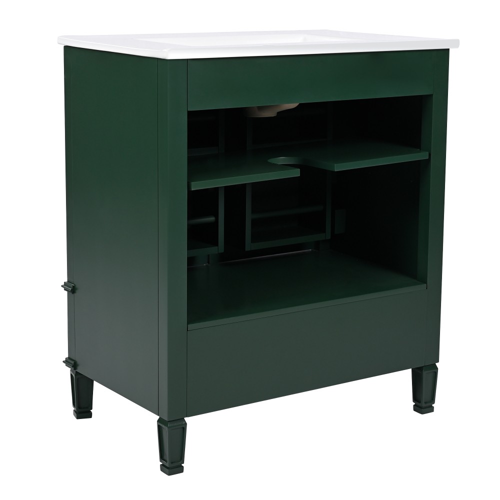 30″ Bathroom Vanity with Sink Vintage Style, Multi-functional Storage Space