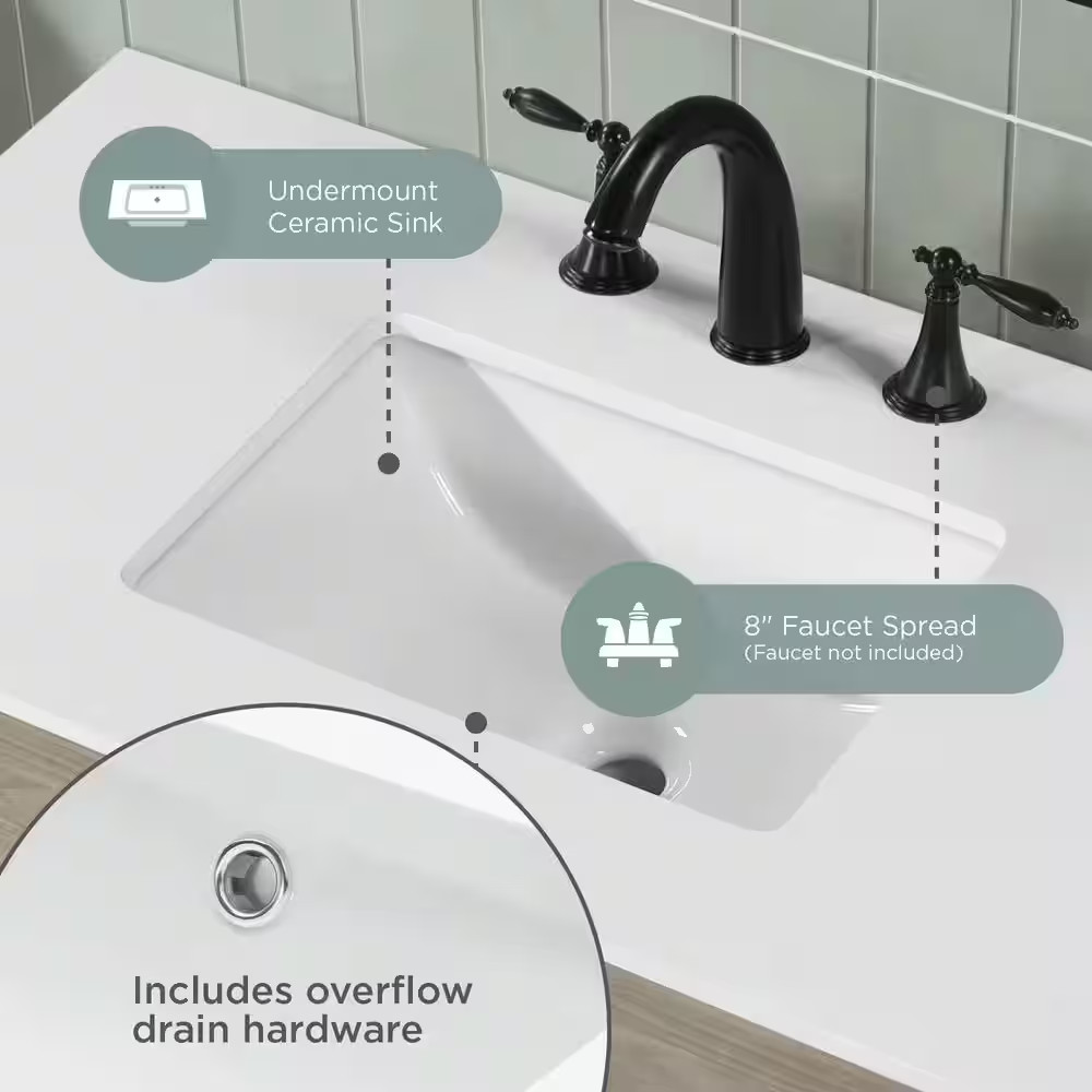 Camley 36 In. Single Sink Freestanding Sandstorm Bath Vanity with White Engineer