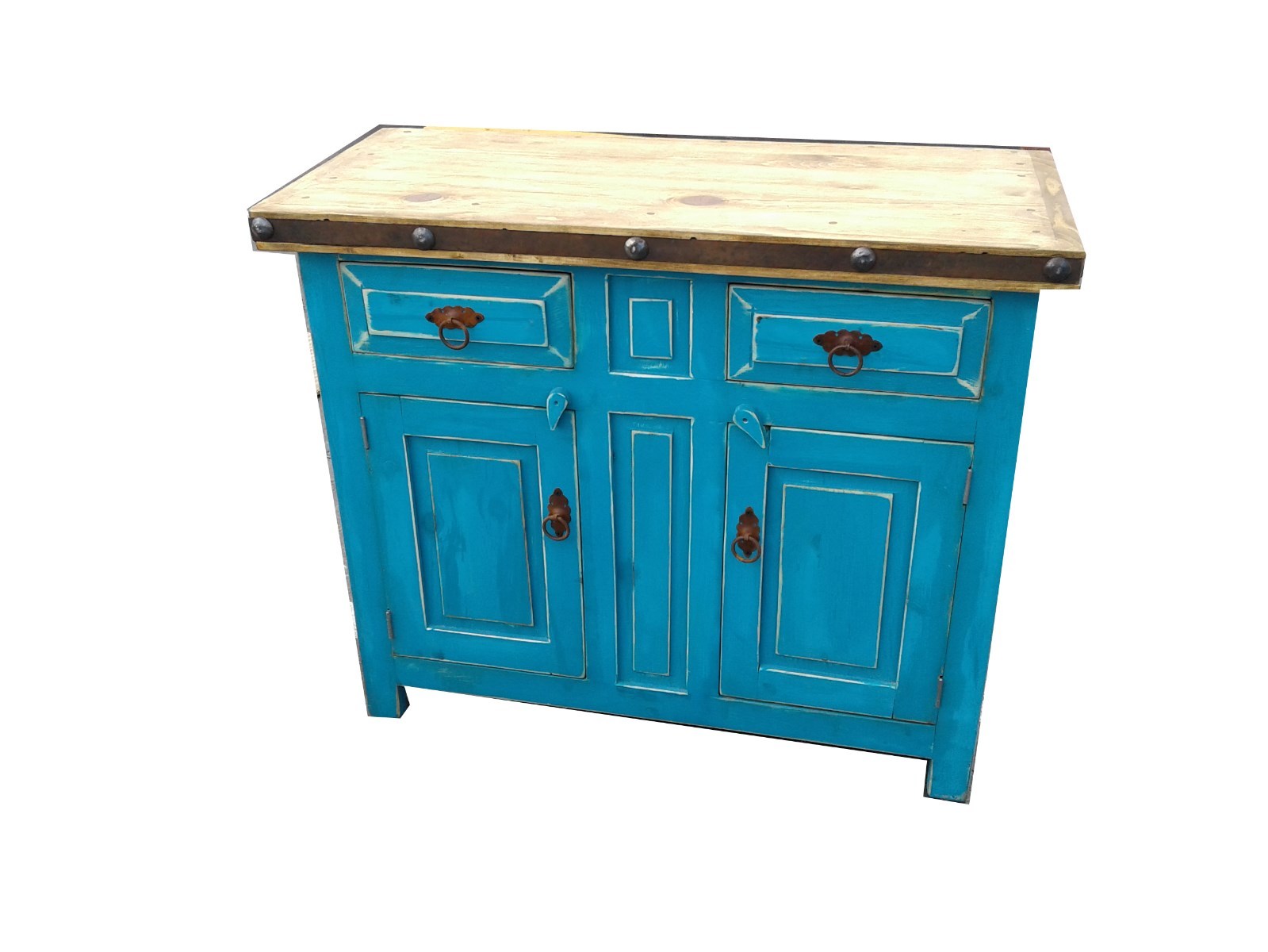 Custom Blue Rustic Reclaimed Wood Bathroom Vanity