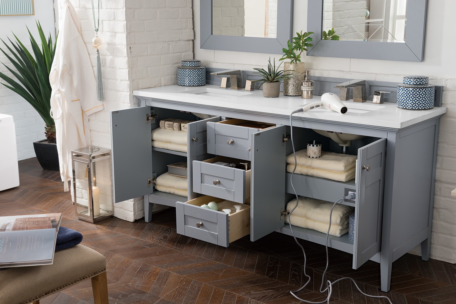 James Martin Vanities 527-V72-3CSP Palisades 72″ – White