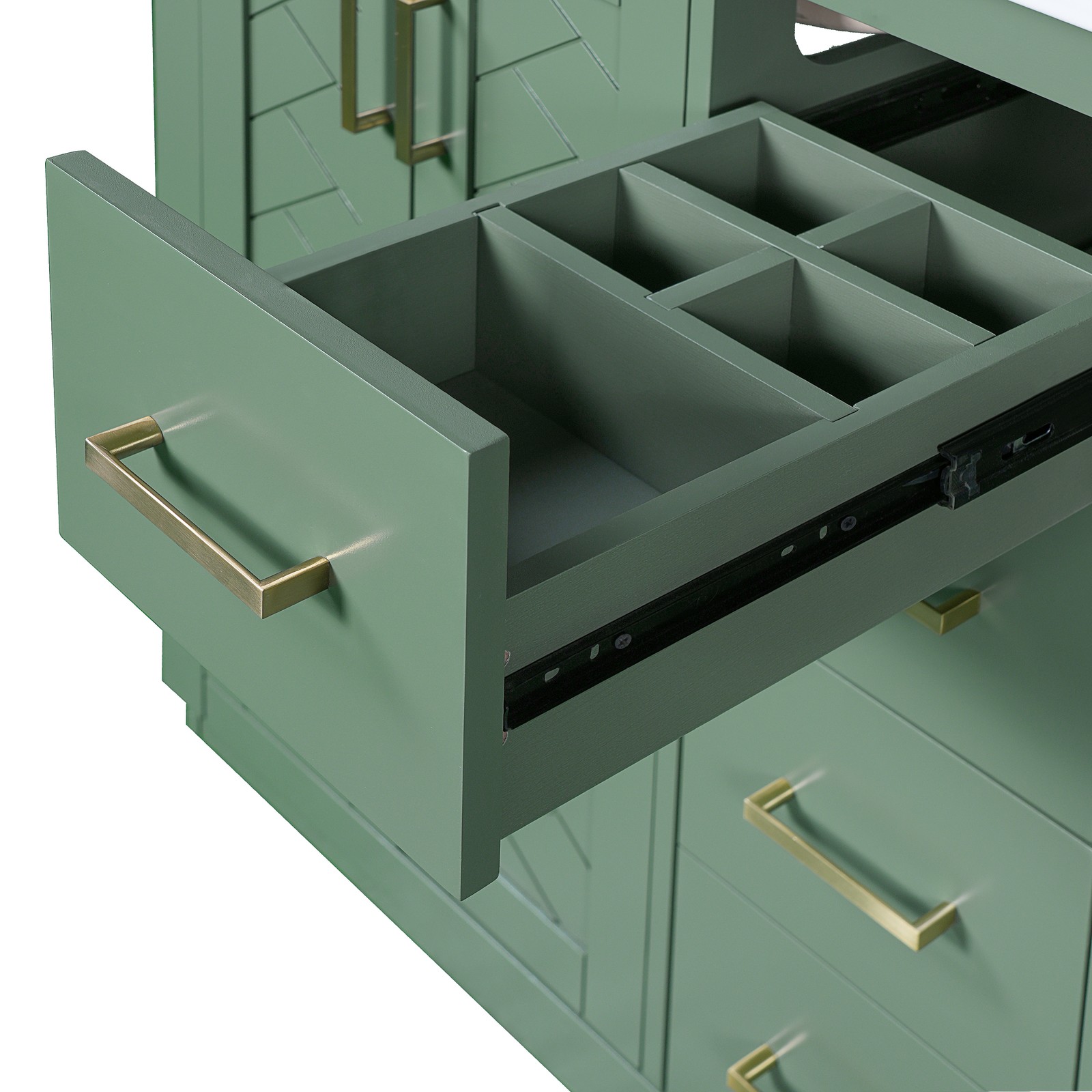 30″ Bathroom Vanity with Ceramic Sink, Solid Wood Frame, 3 Drawers