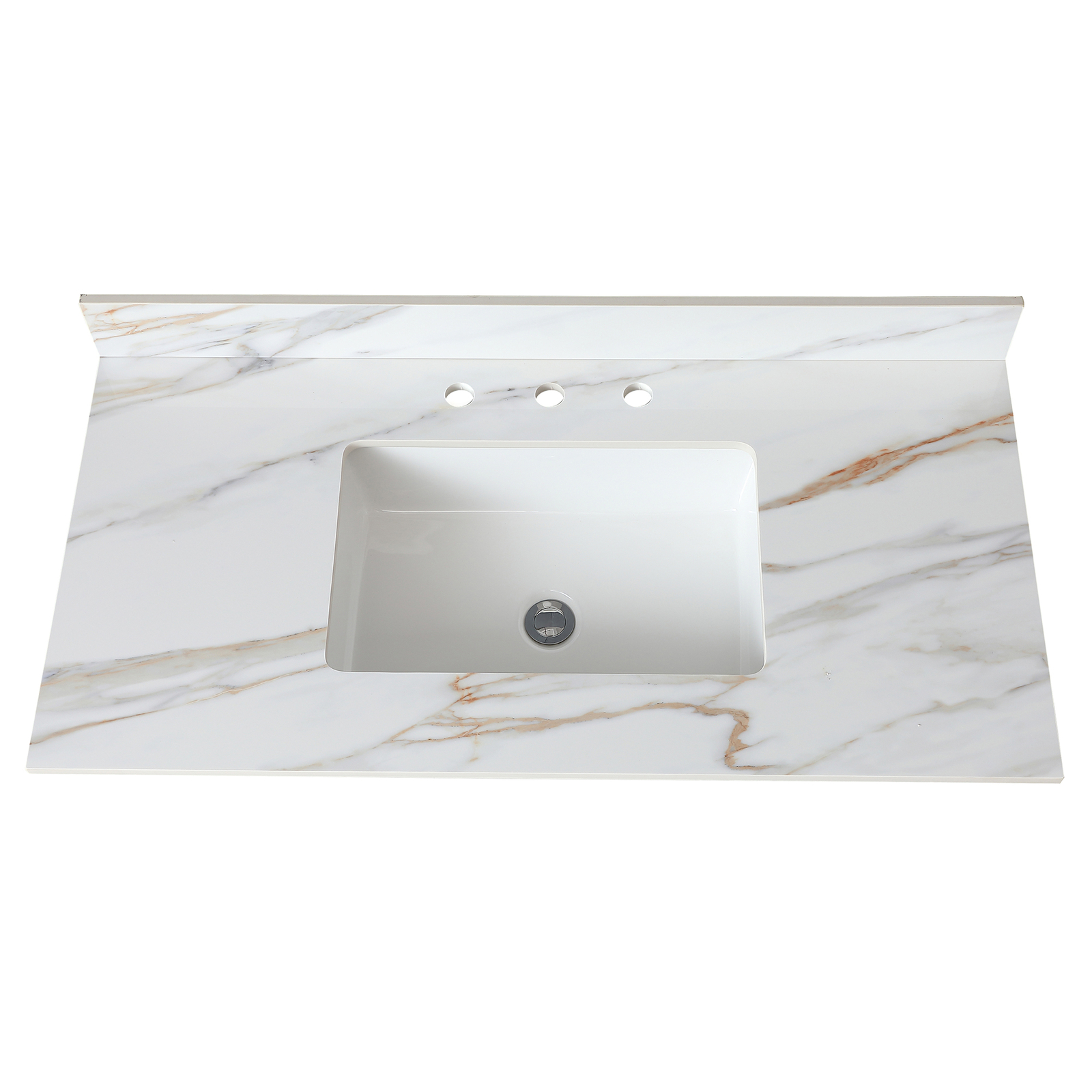 43 Inch Marble Vanity Top Sintered Stone Undermount Rectangular Sink +3 Hole