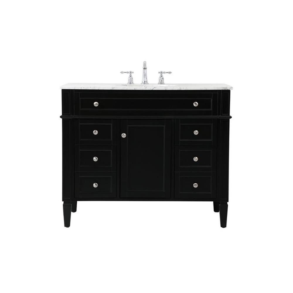 Elegant Decor Park Avenue 42″ Metal MDF Marble Single Bathroom Vanity in Black