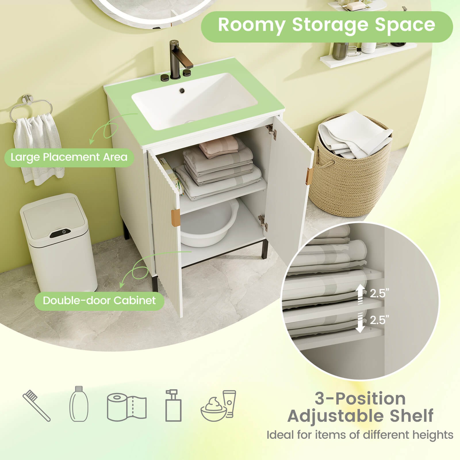 Bathroom Vanity with Sink Combo 24 Inch Freestanding Bathroom Sink Cabinet White