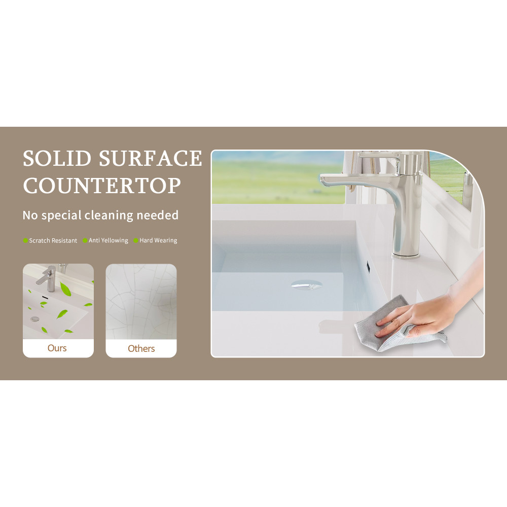 42″ Wall-Mounted Floating Bathroom Vanity with Sink & Soft Close Drawers – Grey