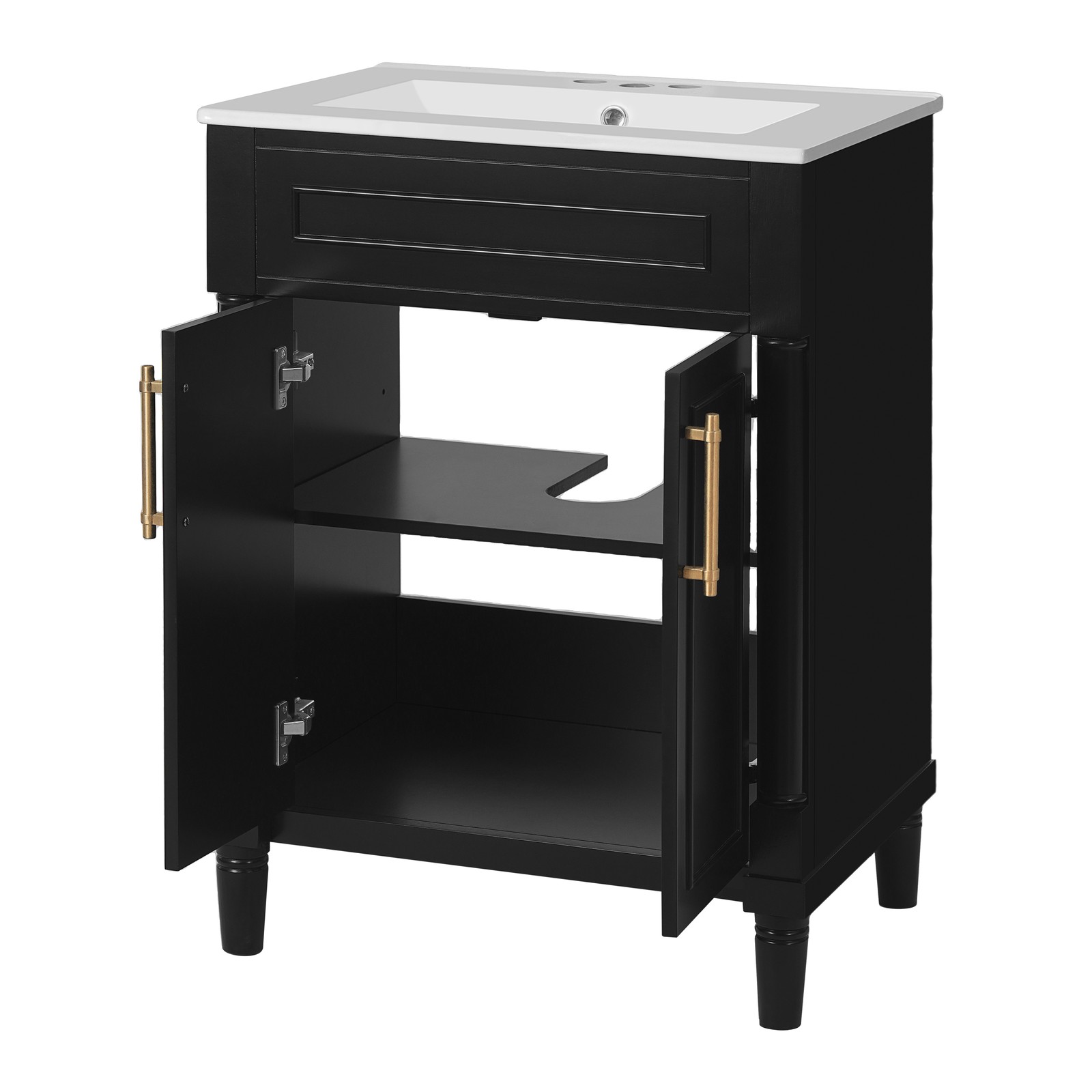 Minimalist 24in Bathroom Vanity with Half-Moon Sink & Storage