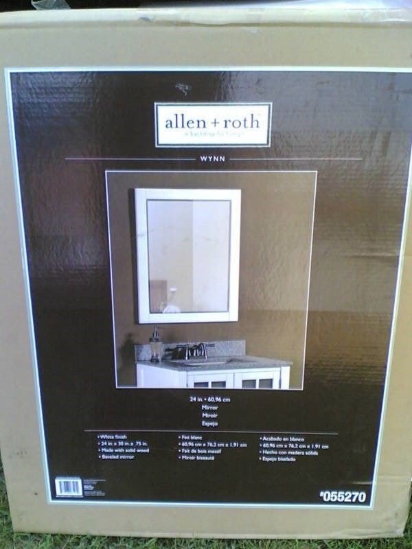 NIB: Solid Wood White Bathroom Vanity or Hallway Mirror 24×30