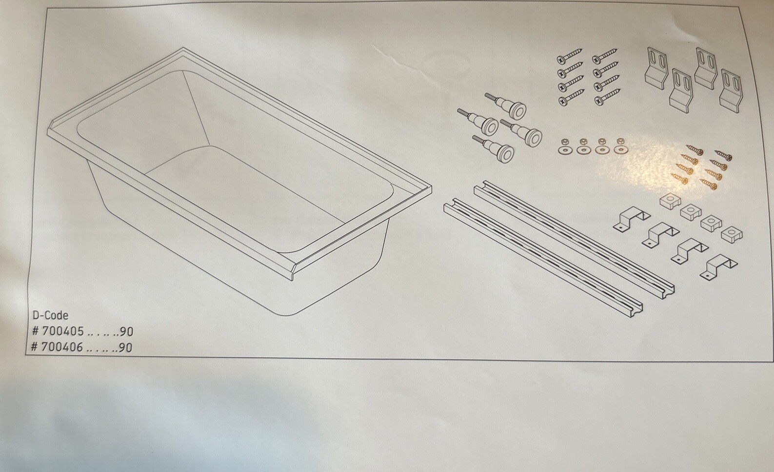 Duravit D-Code 700405 Drop in Bathtub 60”X32”, White. No Installation Accesories
