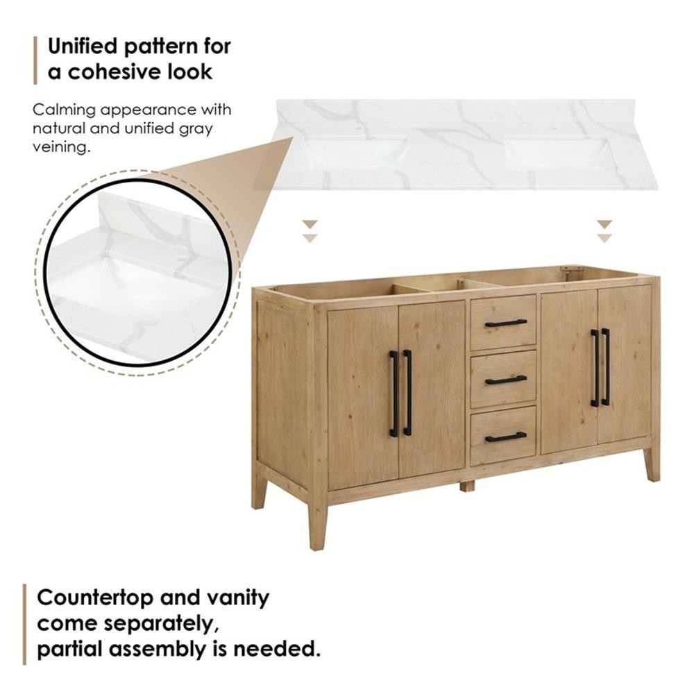 Altair Design Laurel 60″ Wood Vanity without Mirror in Weathered Fir Brown/White