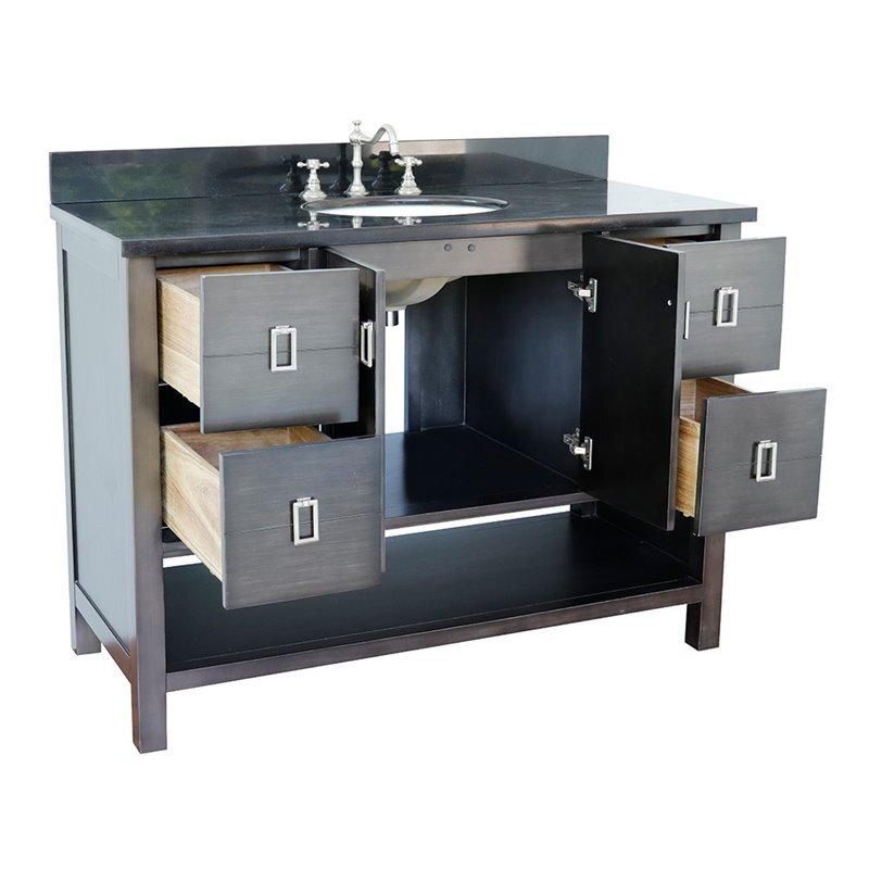 Monterey 49″ Oval Sink Solid Wood Vanity in Silvery Brown/Black Galaxy