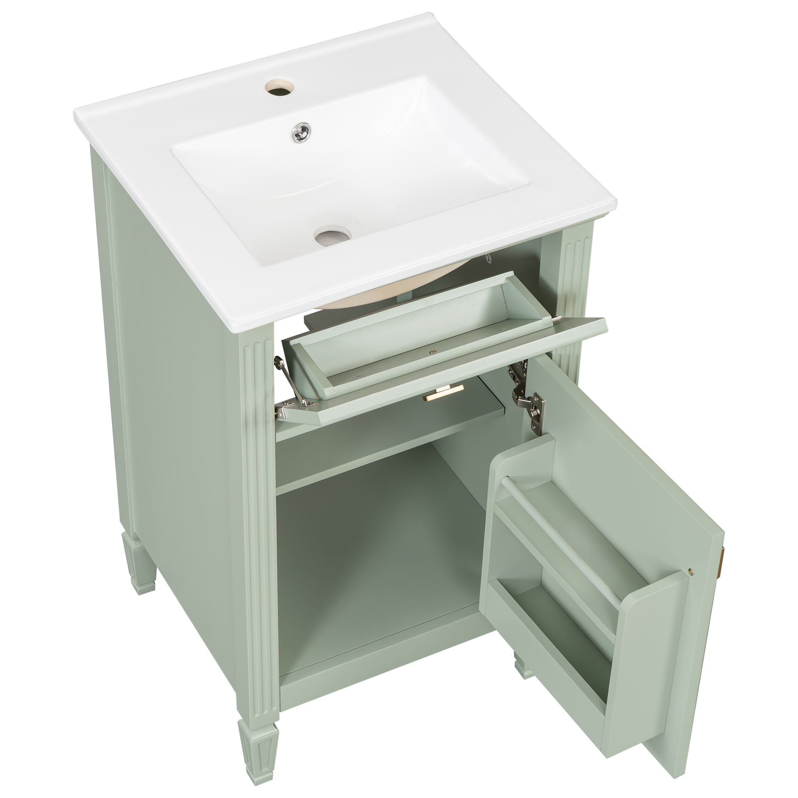 20″ Bathroom Vanity w/Ceramic Sink Modern Storage Cabinet w/Adjustable Shelf
