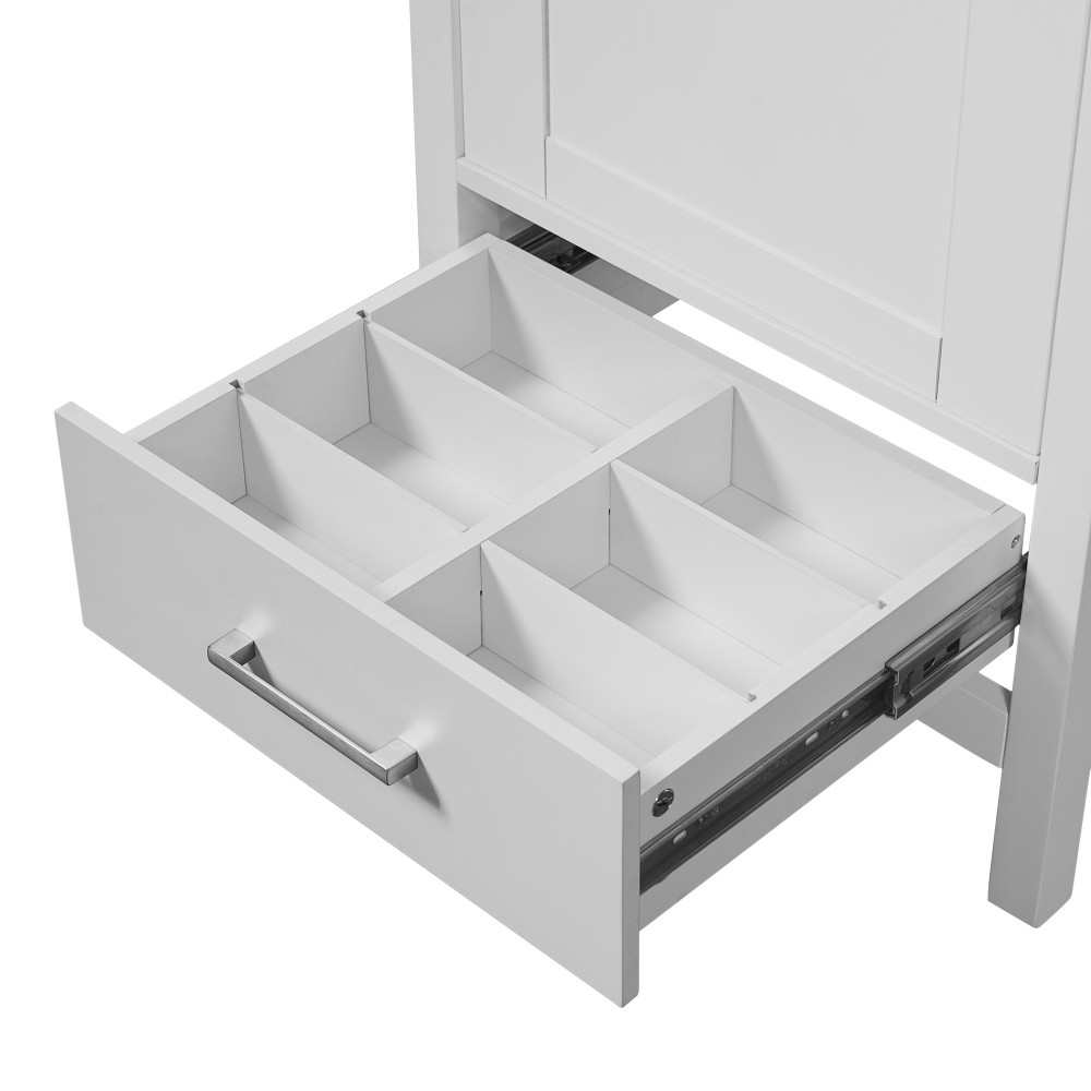 20″ Solid Wood Bath Vanity Ceramic Sink Soft Close Door Divider Drawer Storage