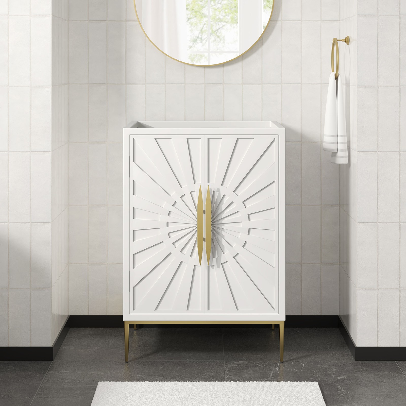 Modway Awaken 24″ Bathroom Vanity Cabinet in White – Sink Basin Not Included