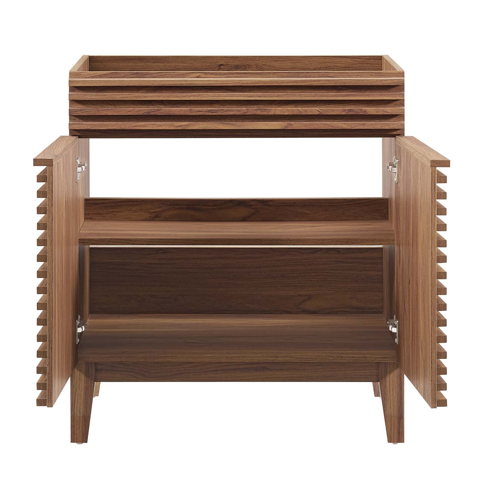 Modway Render 30″ Bathroom Vanity in Walnut – Sink Basin Not Included
