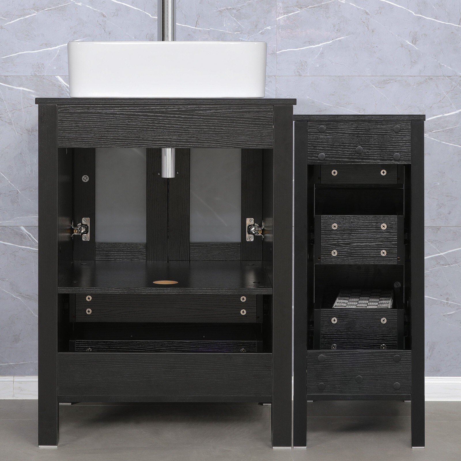 36 inch Bathroom Vanity Set Side Cabinet Ceramic Vessel Sink Combo No Mirror