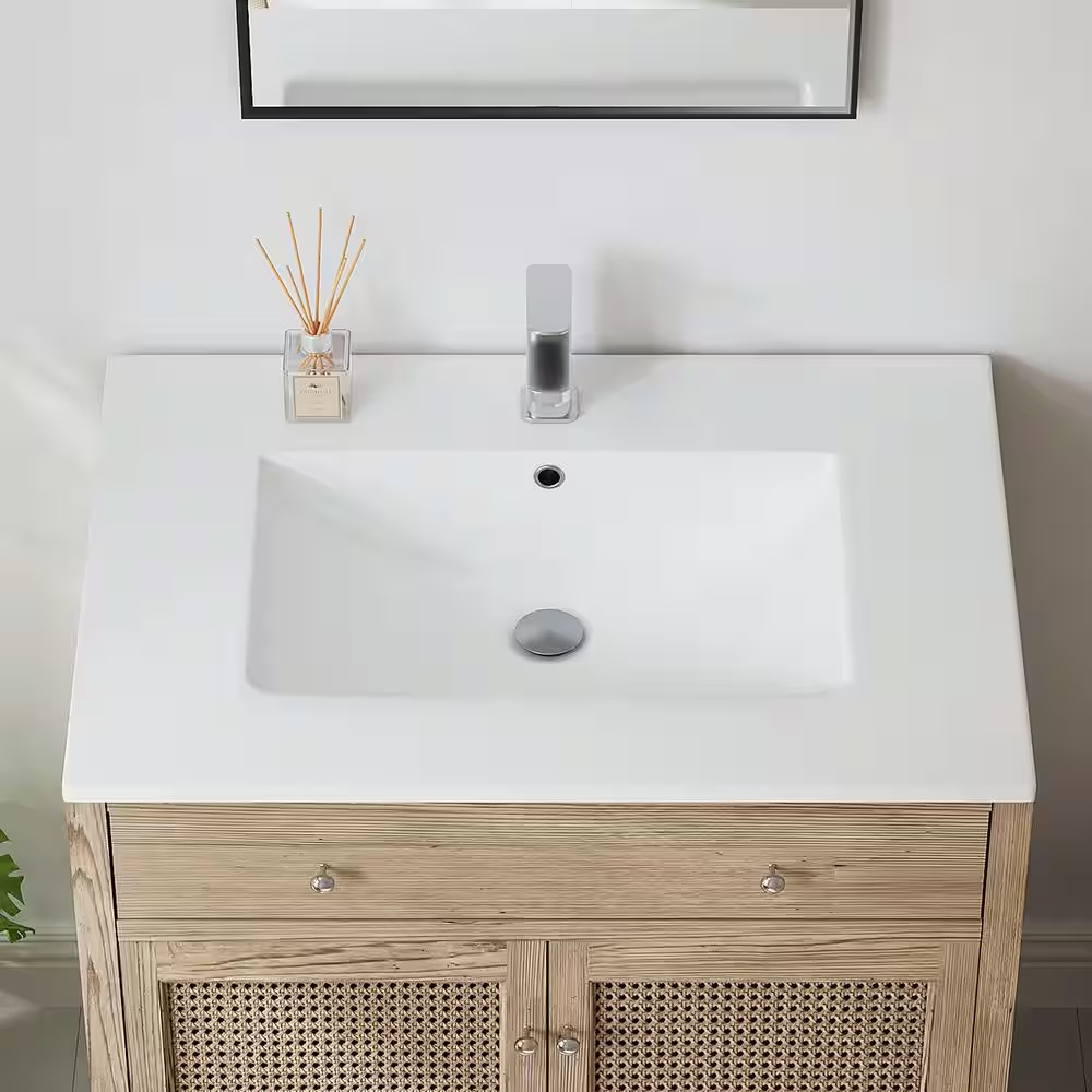 Dayton 31 In. W X 22 In. D Vitreous China Vanity Top in White with Single Faucet