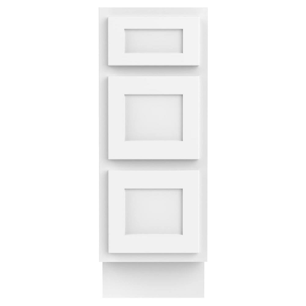 12 In. W X 21 In. D X 32.5 In. H 3-Drawers Bath Vanity Cabinet Only in White (Un