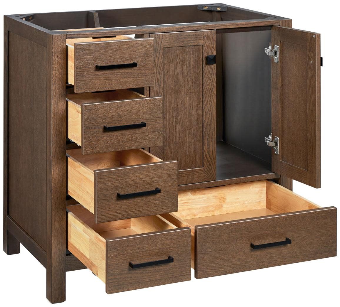 Ariel A036S-R-BC Cambridge 36″ Single – Brown Oak / Satin Brass Hardware