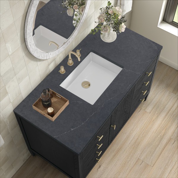 48″ James Martin Myrrin 485-V48-CBO-3CSP Vanity Cabinet Charcoal Soapstone Top