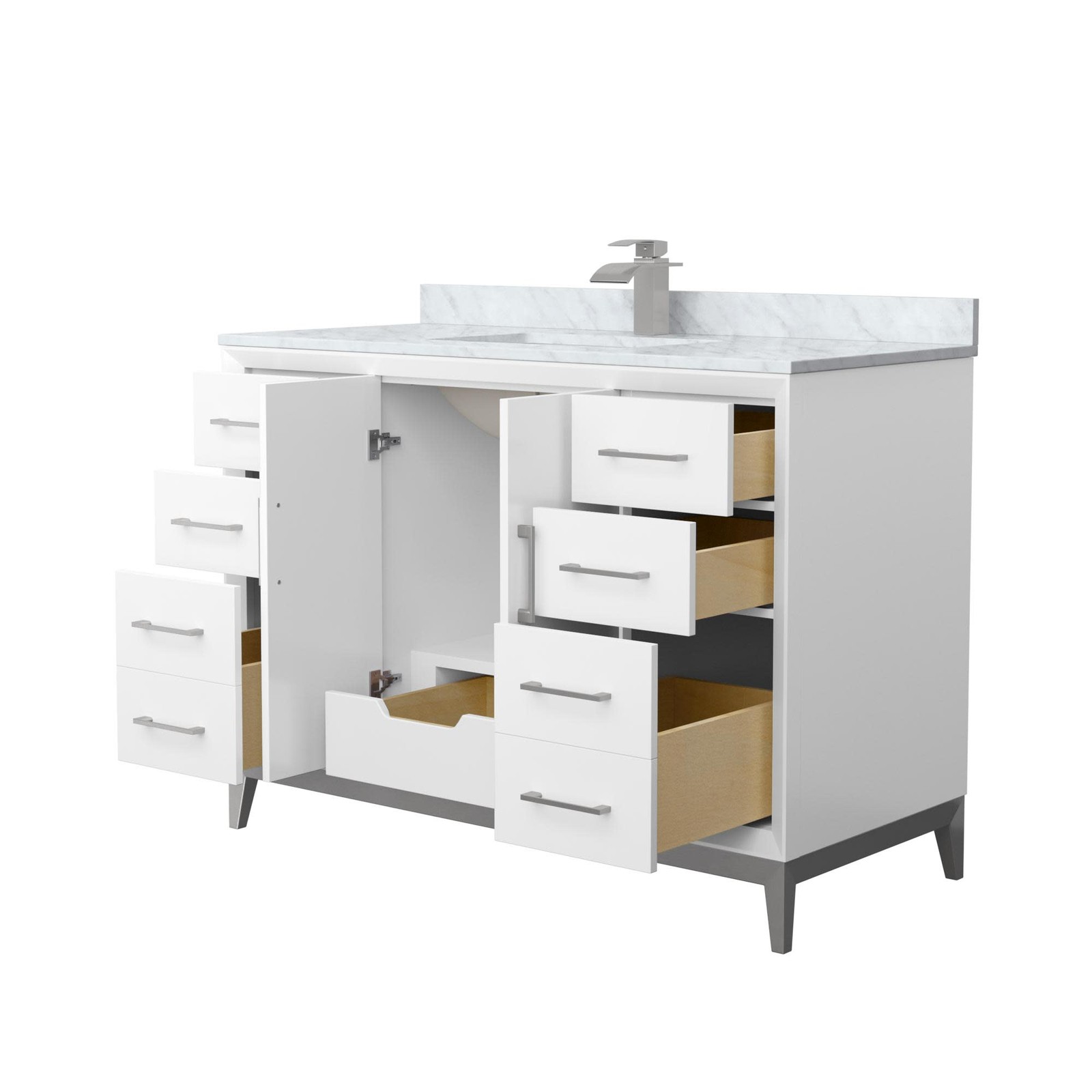Wyndham Collection WCH818148S-CMUNS-MXX Amici 48″ – White / Satin Bronze