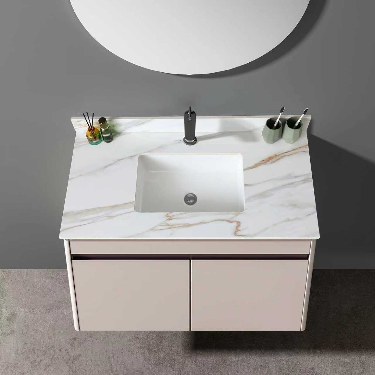 43″ Marble Vanity Top with Undermount Sink & Backsplash Carrara White