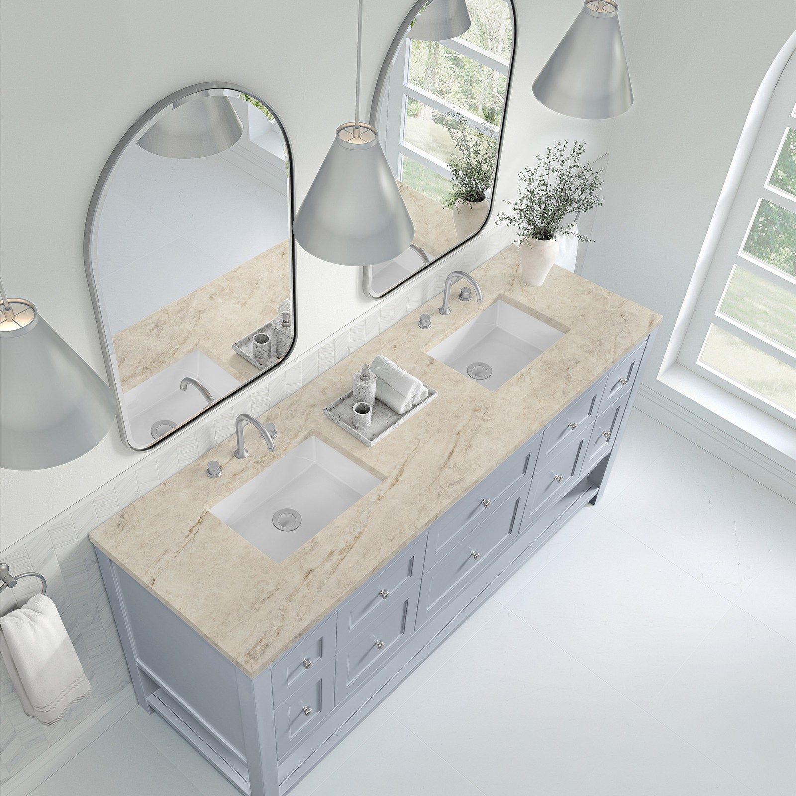James Martin Vanities 330-V72-3TJR Breckenridge 72″ – White