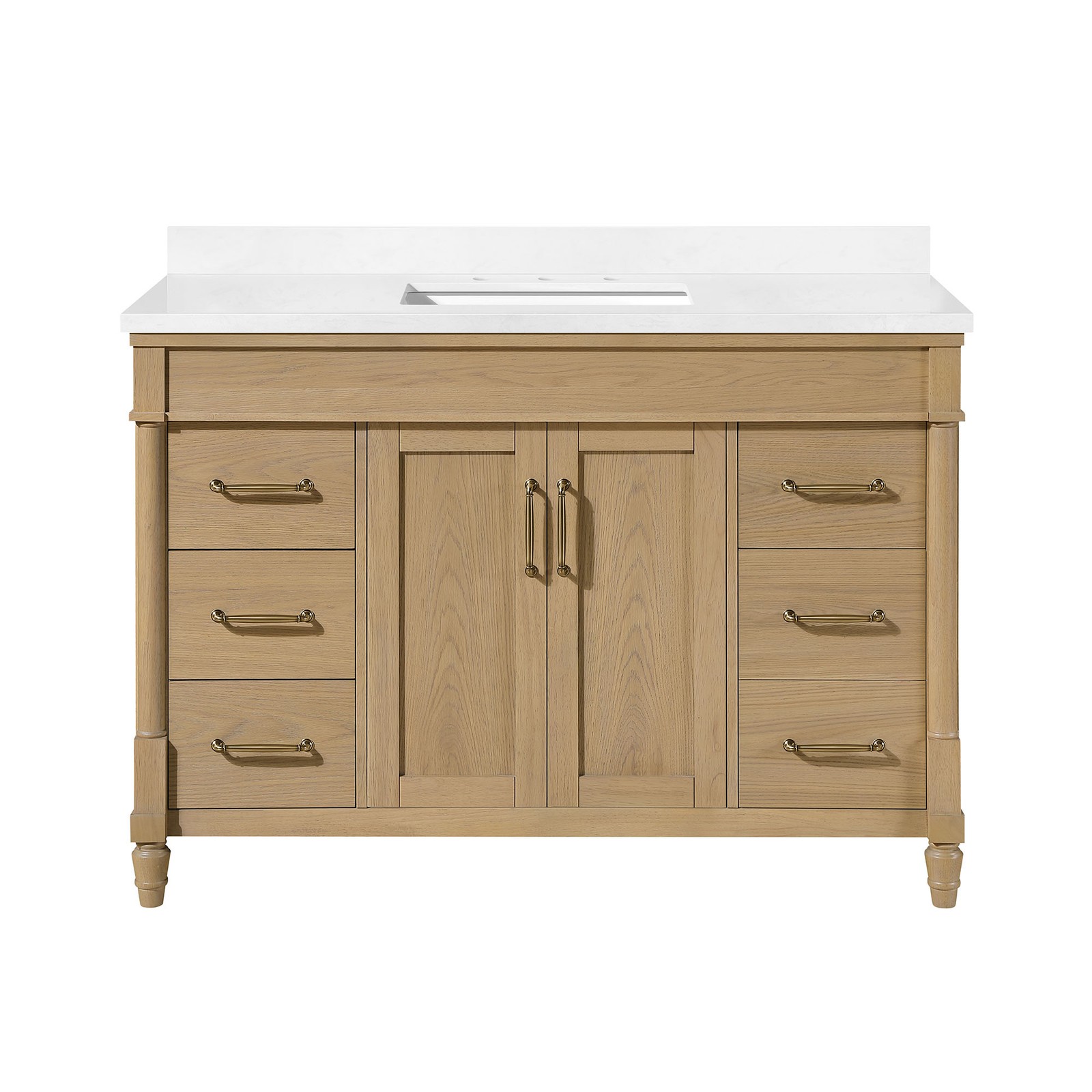 Salisbury 48″ Natural Birch Bathroom Vanity with White Countertop