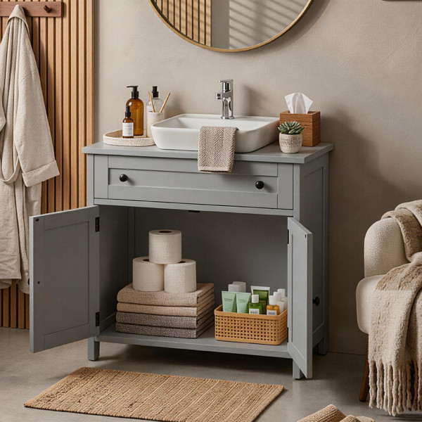 Freestanding Bathroom Under Sink Cabinet Gray For Bathroom Laundry Room