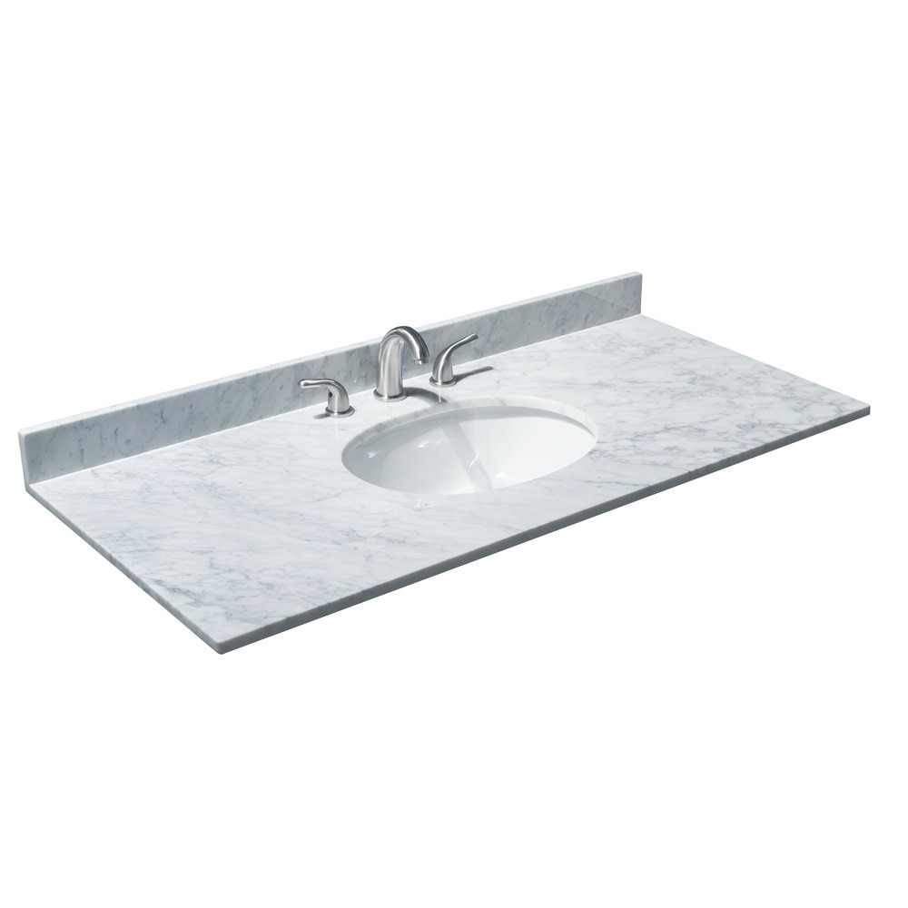 Wyndham Collection WCS202048SCMUNOMXX Deborah 48″ – White / White Carrara Marble
