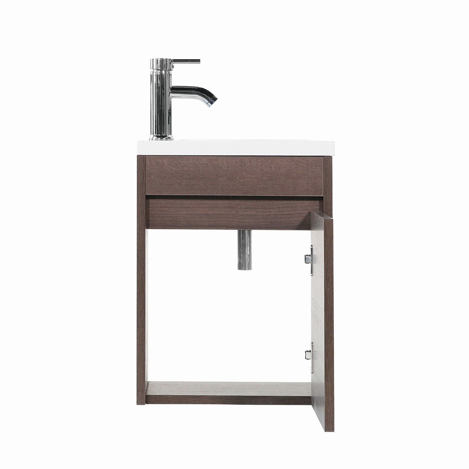 16″ Bathroom Vanity With Sink Wall Mount Floating Cabinet for Small Roomw/Faucet