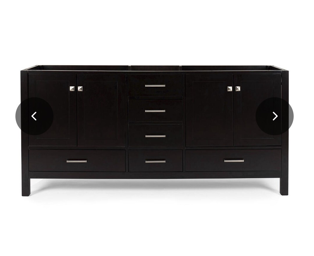 Ariel Cambridge 72″ W X 21-1/2 D Espresso vanity with marble top & Mirror