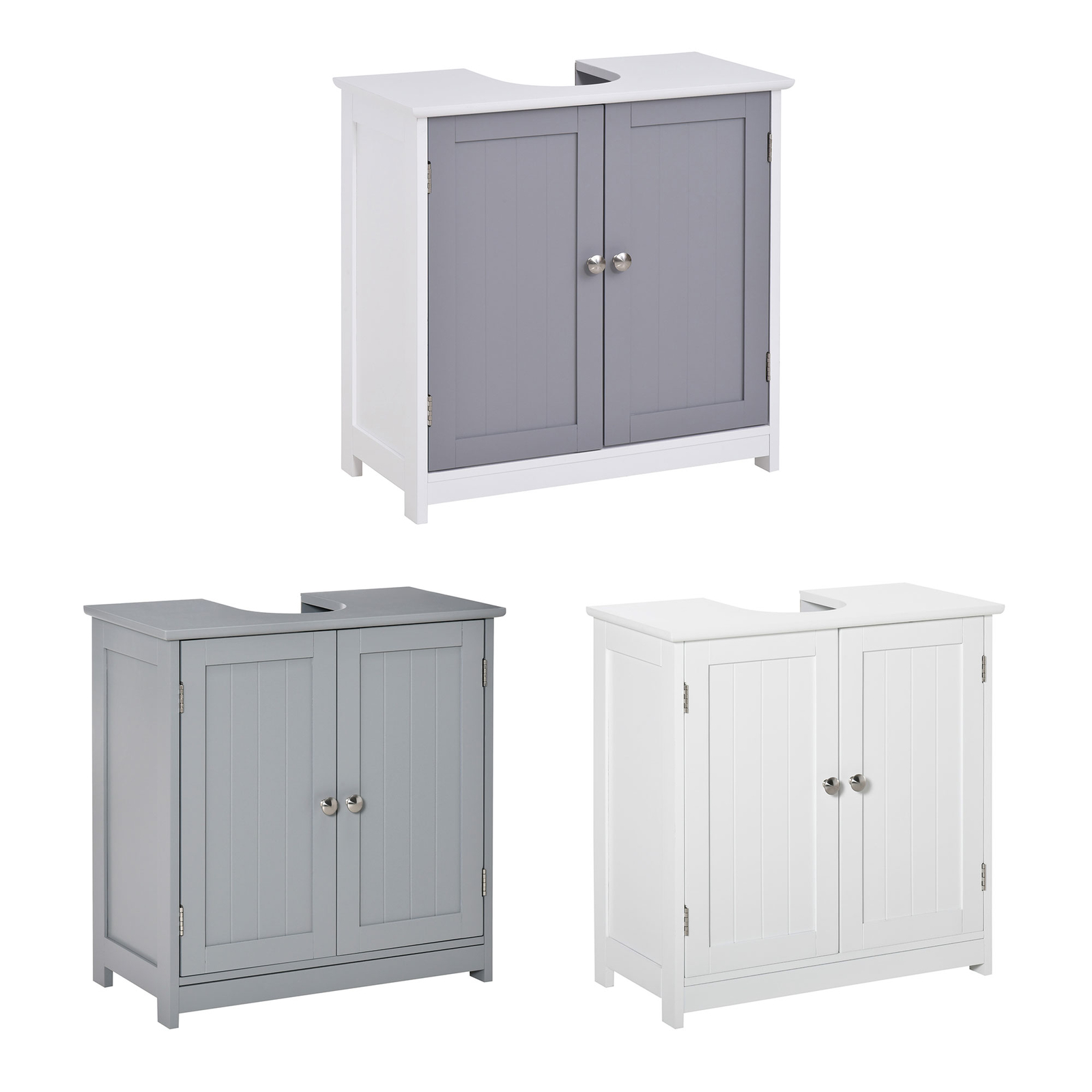 Short Pedestal Sink Washroom Storage Furniture w/Double Doors and Moveable Shelf