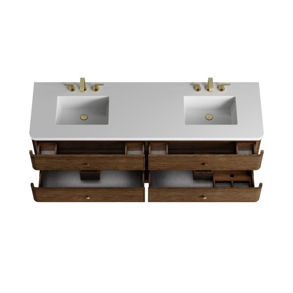 72″ James Martin Allamari D640-V72-SBL-WWZ Double Vanity Cabinet White Zeus Top