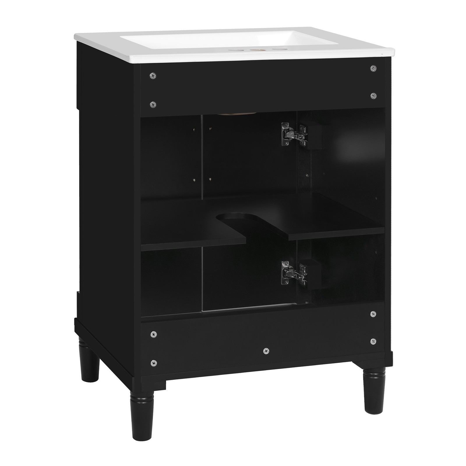 Minimalist 24in Bathroom Vanity with Half-Moon Sink & Storage