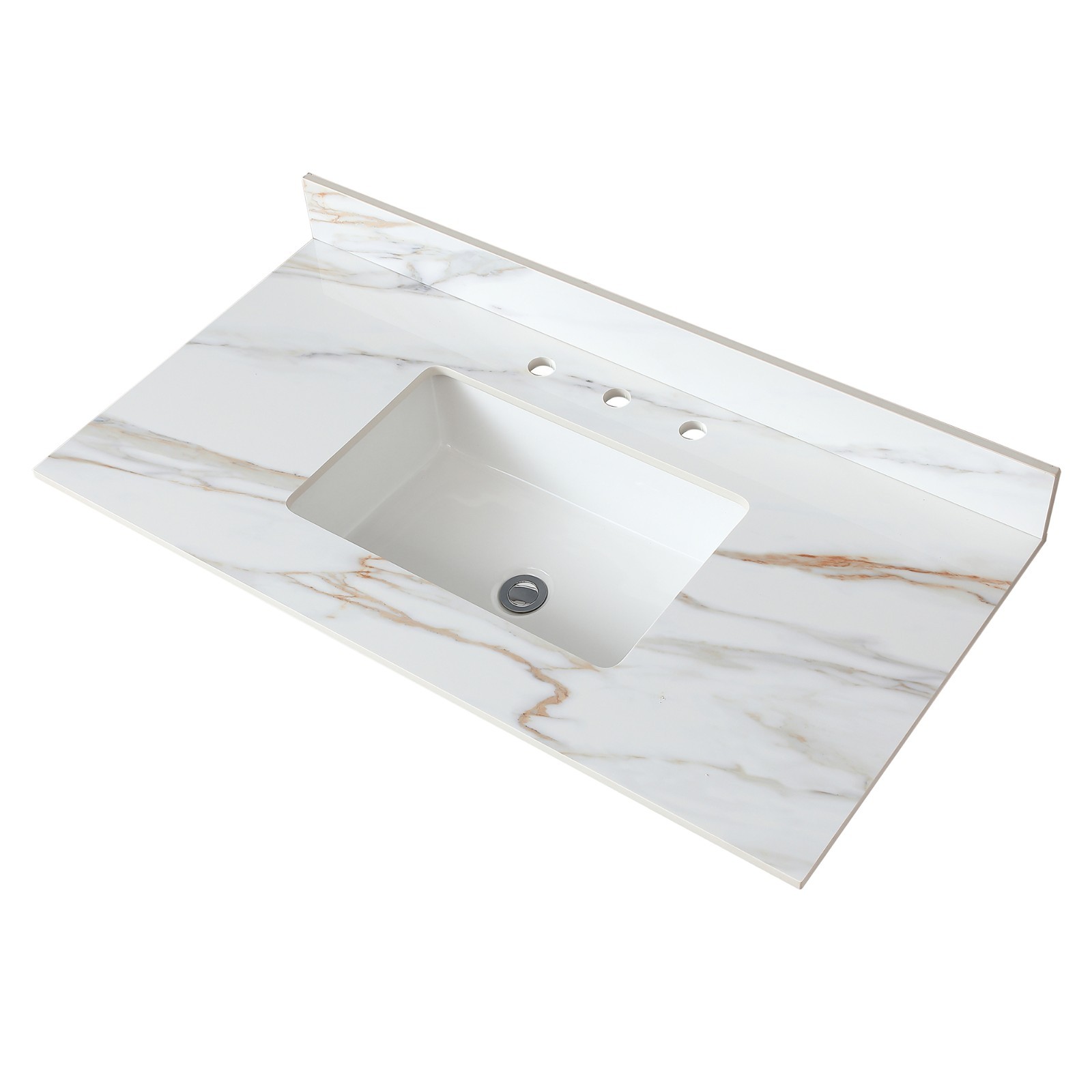 43In Marble Vanity Top with Undermount Sink & Backsplash Carrara White