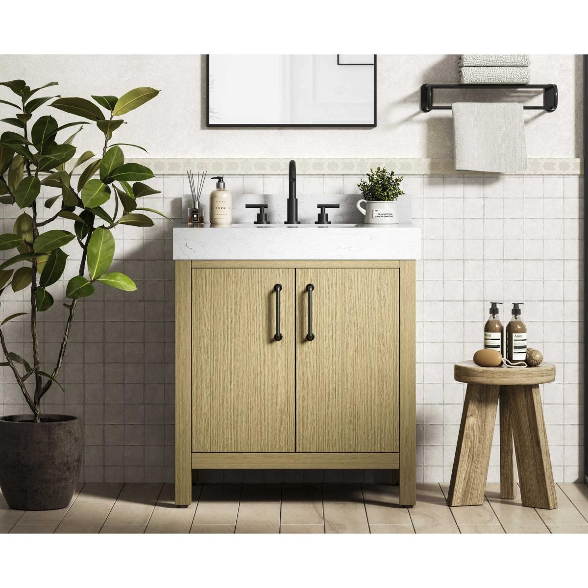 Elegant Lighting VF60630MHB-BS Nathan Vanity Honey Brown